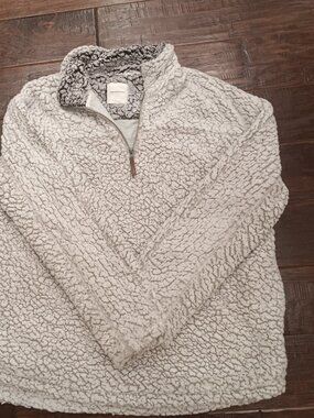 Thread & Supply Wubby Fleece Sherpa Quarter Zip Pullover Sweater Ivory Large
